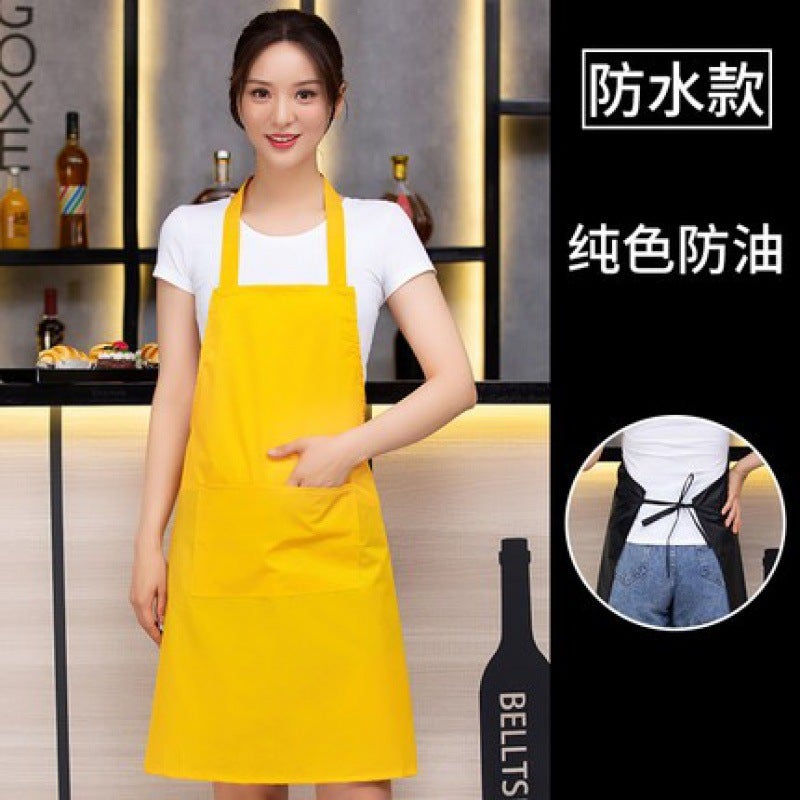 Chef Apron Mens Half-length Hotel Restaurant Restaurant Kitchen Kitchen Special White Waterproof Oil-proof Neck Neck Womens Neck Yellow hanging neck waterproof 