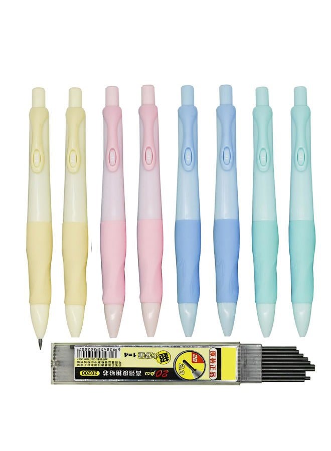 Lopenle 12 Pieces Mechanical Pencils Soft Ergonomic Grip Pencils Thick Barrel 2B Pencils With 12 pcs 2.0mm Refills Sharpeners for Art Drawing Writing Sketching At School Office(2B leads) - Image 1