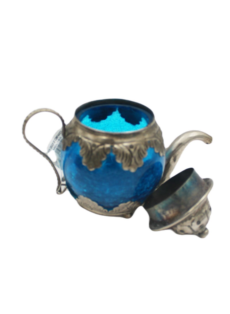 Antique Museum Persian Teapot Crack Glass Design White Metal Work  - Image 2