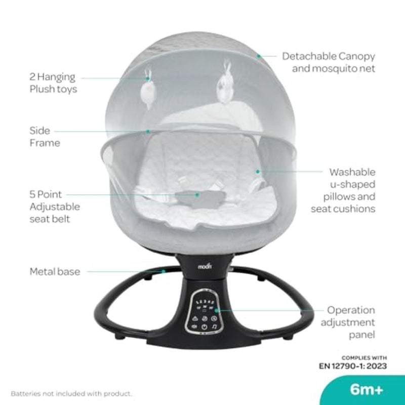 Koze Baby Swing. 0m+, Holds upto 9kg. Gentle Swaying Motion. In Built Music System. Flexible Speed and Timer Settings. With Remote Control and Mosquito Net. Motion Sensor - Image 2
