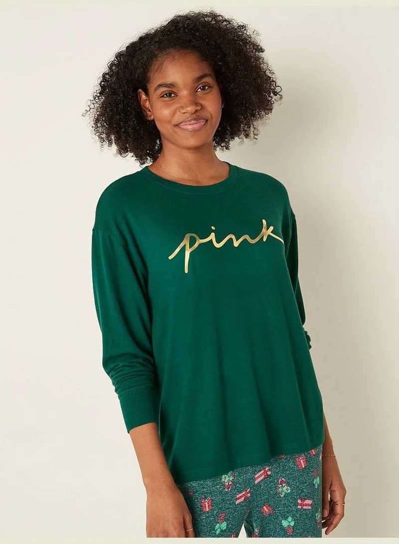 PINK Cozy Long-Sleeve Sleep Shirt