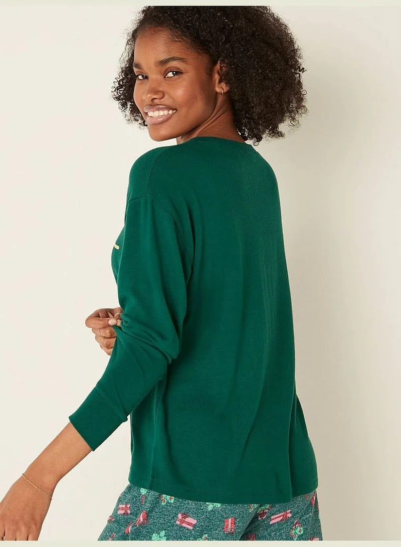 PINK Cozy Long-Sleeve Sleep Shirt
