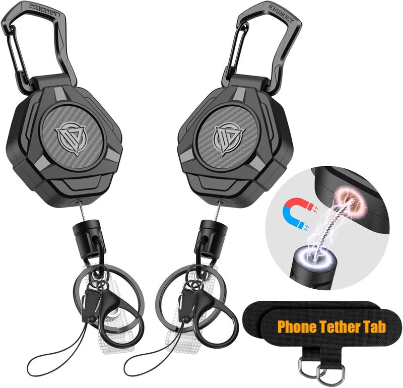 Oaridey Magnetic Retractable Keychain - Heavy Duty Lanyard with Phone Tether Tabs, 2 Pack - Image 1