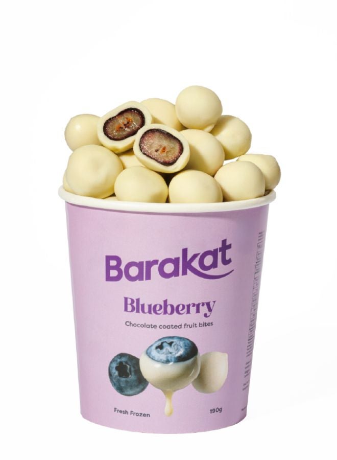 Frozen Blueberry Bites in White Chocolate Coating