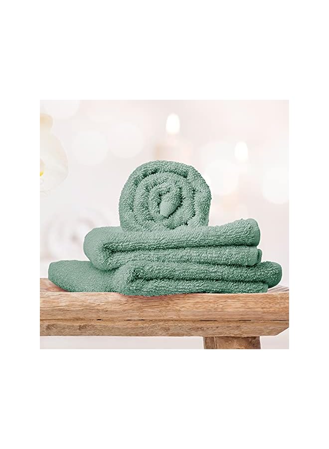 The Bros Luxury Washcloths Towel Set 10 Pack Baby Wash Cloth for Bathroom-Hotel-Spa-Kitchen Multi-Purpose Fingertip Towels & Face Cloths - Green - Image 2