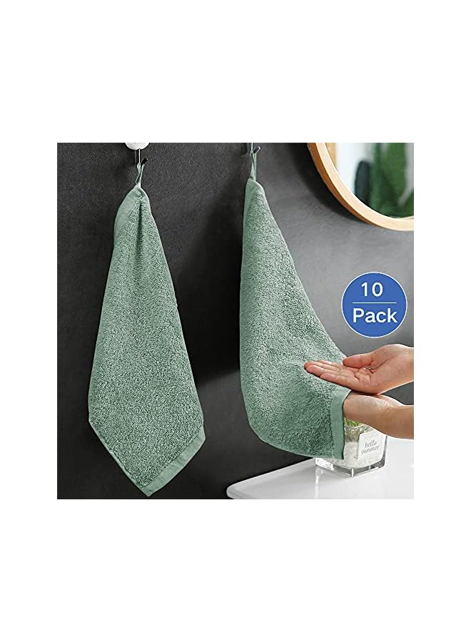 The Bros Luxury Washcloths Towel Set 10 Pack Baby Wash Cloth for Bathroom-Hotel-Spa-Kitchen Multi-Purpose Fingertip Towels & Face Cloths - Green - Image 3
