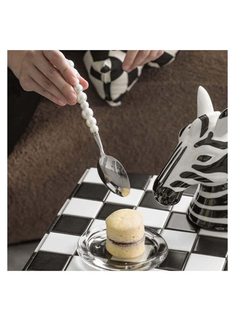 SYOSI Silverware Set 4 Piece Stainless Steel Utenslis Flatware Cutlery Set Include Forks Spoons Knives Utensils Tableware Sets with ABS Imitation Pearl Handles for Home Kitchen Restaurant Hotel - Image 3