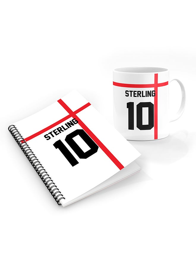 Stylizedd Designer Printed Coffee Mug + A5 Spiral Notebook Memo Notepad Journal Personalised Combo Gift Set Football Team - England,Sterling