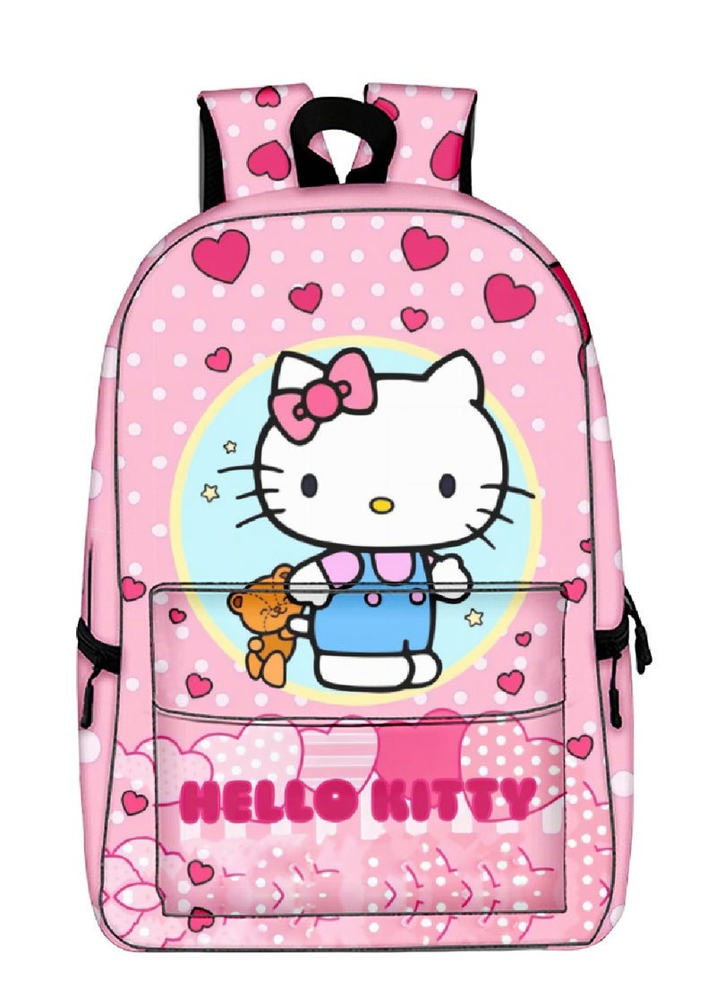 Hello Kitty - 【 School Season 】Hello Kitty Kids Cute Backpack Student Large Capacity Schoolbag 14 Inch Laptop Bag Travel Bag Leisure Bag General College Bag - Image 1