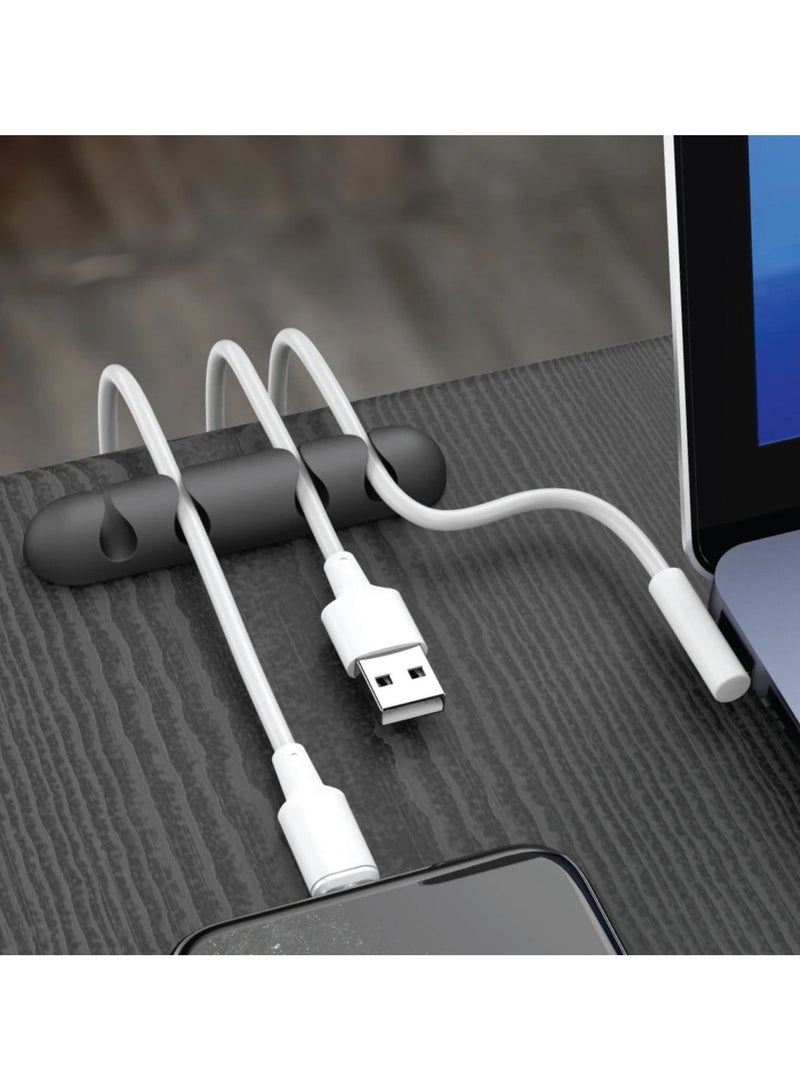 GREEN LION 8 in 1 Cable Organizer / 3M Self Adhesive / Audio Cable / Ethernet Cable / Mouse Cable / Data Cable / TFR Material / Easy to Apply / Strong Adhesive / 1 Slots x2 / 2 Slots x2 / 3 Slots x1 / 4 Slots x3 - Black - Image 2