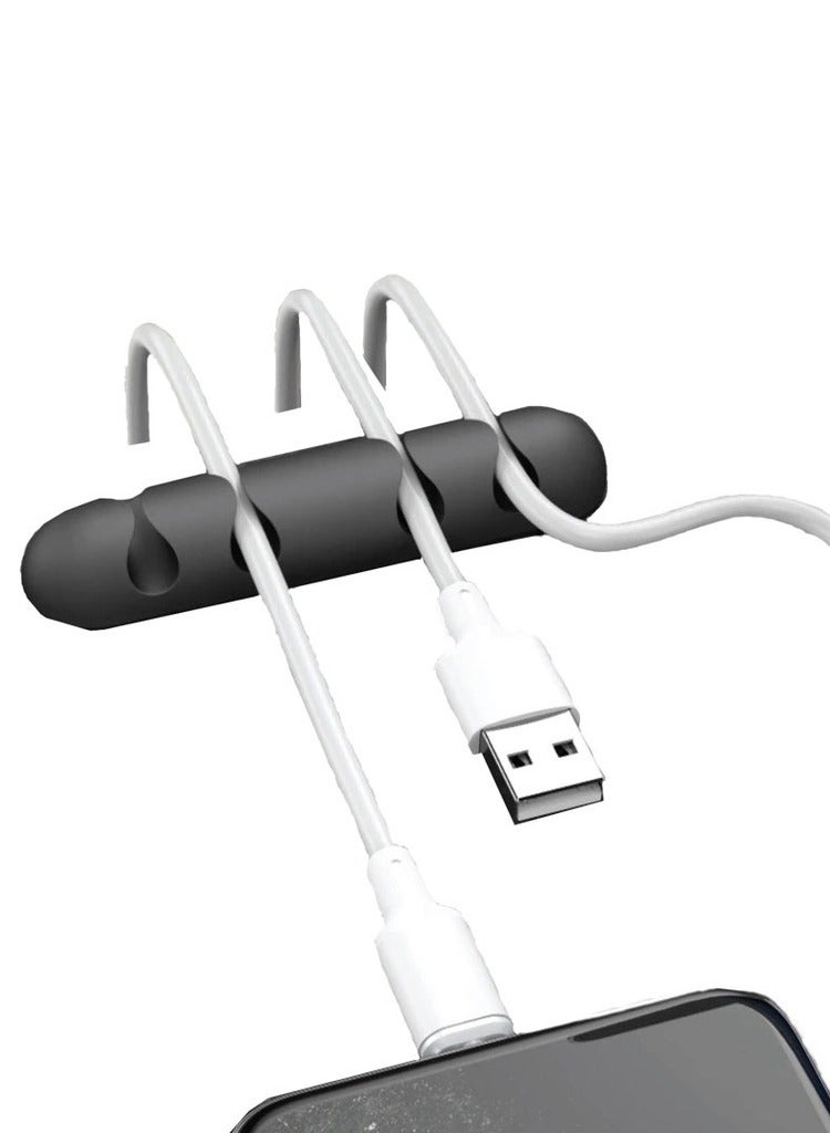 GREEN LION 8 in 1 Cable Organizer / 3M Self Adhesive / Audio Cable / Ethernet Cable / Mouse Cable / Data Cable / TFR Material / Easy to Apply / Strong Adhesive / 1 Slots x2 / 2 Slots x2 / 3 Slots x1 / 4 Slots x3 - Black - Image 1