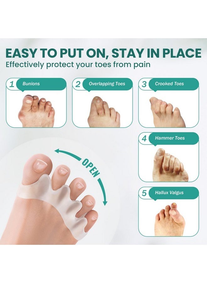 Welnove - Toe Spacer Bunion Corrector - 8 Pcs Tea Tree Oil Infused Gel Toe Separator To Restore Hammertoes,Bunion Pads For Women Men, Fits For Yoga Practice - Image 1