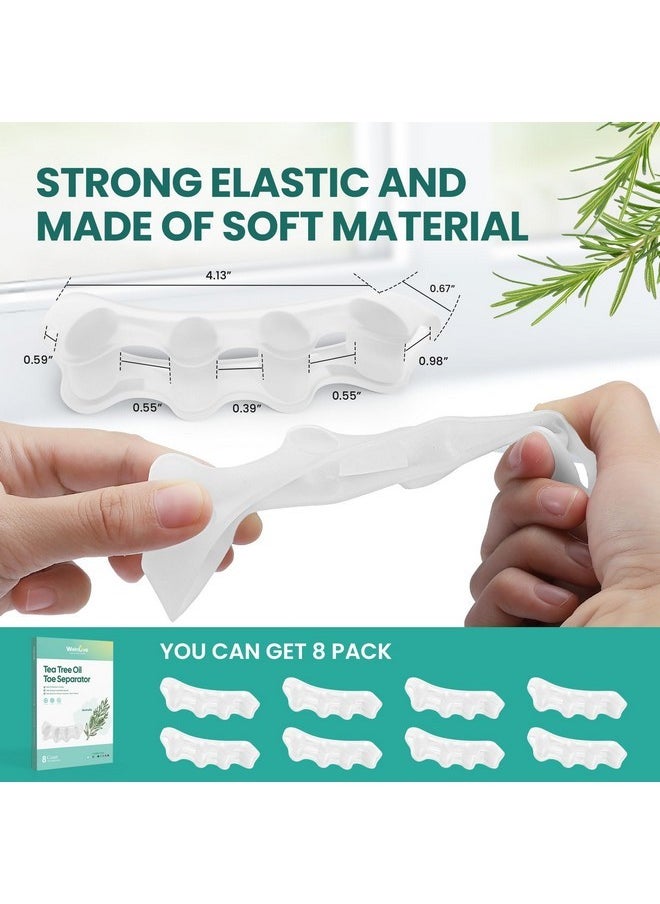 Welnove - Toe Spacer Bunion Corrector - 8 Pcs Tea Tree Oil Infused Gel Toe Separator To Restore Hammertoes,Bunion Pads For Women Men, Fits For Yoga Practice - Image 1