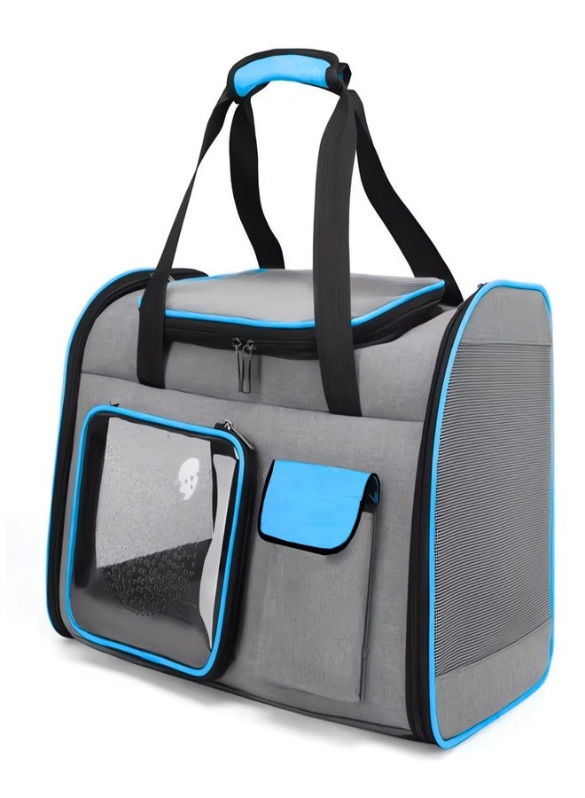 Risan Pet Cats Puppies Kitten Carrier Tote Cage Bag Breathable Airline Travel Mesh Ventilate Hiking and Outdoor Size 18”x 11”x 11 Grey Blue - Image 1