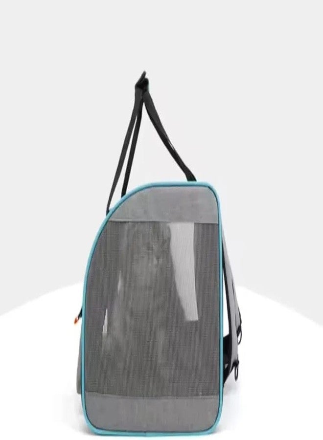 Risan Pet Cats Puppies Kitten Carrier Tote Cage Bag Breathable Airline Travel Mesh Ventilate Hiking and Outdoor Size 18”x 11”x 11 Grey Blue - Image 5