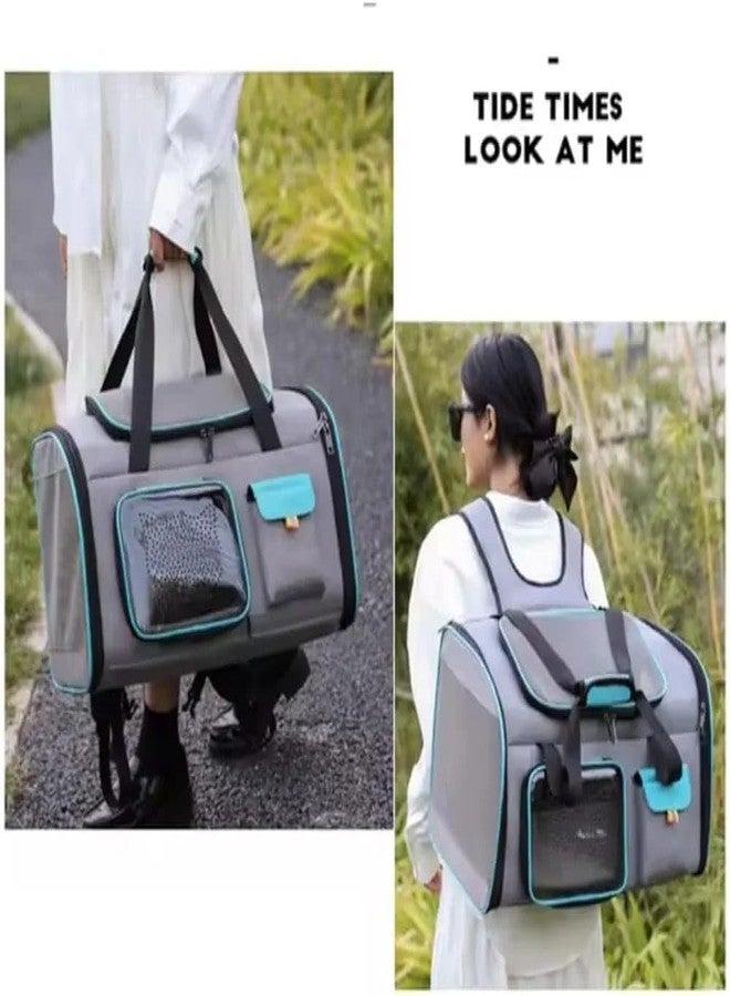 Risan Pet Cats Puppies Kitten Carrier Tote Cage Bag Breathable Airline Travel Mesh Ventilate Hiking and Outdoor Size 18”x 11”x 11 Grey Blue - Image 4