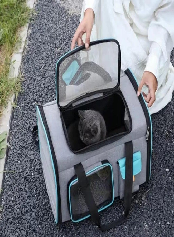 Risan Pet Cats Puppies Kitten Carrier Tote Cage Bag Breathable Airline Travel Mesh Ventilate Hiking and Outdoor Size 18”x 11”x 11 Grey Blue - Image 3