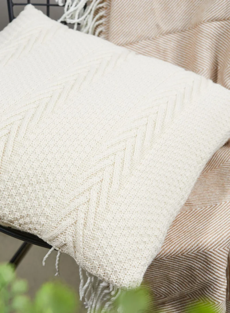 Noire Edit Cream Knitted Cushion With Insert 45cm x 45cm