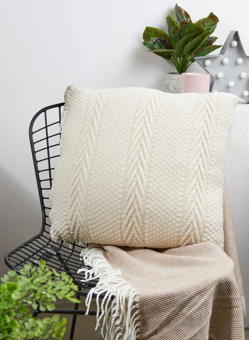 Noire Edit Cream Knitted Cushion With Insert 45cm x 45cm