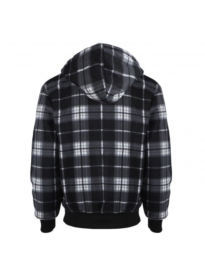 Gary Com Gary Com Heavy Thick Flannel Plaid Jacket Sherpa Fleece Lined Hoodies for Men Zip Up Winter Warm Sweatshirts Work Jackets Coat With Pocket,Black 3XL - Image 3