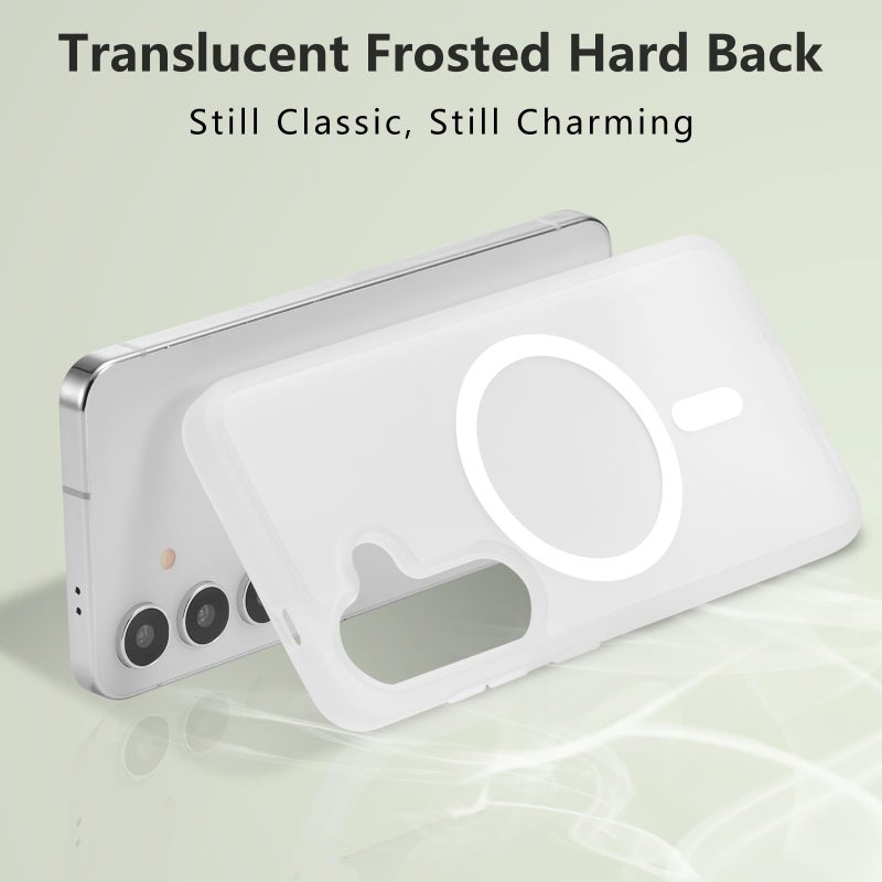 RALEAVO for Samsung Galaxy S24/S25 Case Strong Magnetic Cover [Compatible with Magsafe] Slim Shockproof Protective Phone Case for S24/S25 with Translucent Hard Back,White - Image 2
