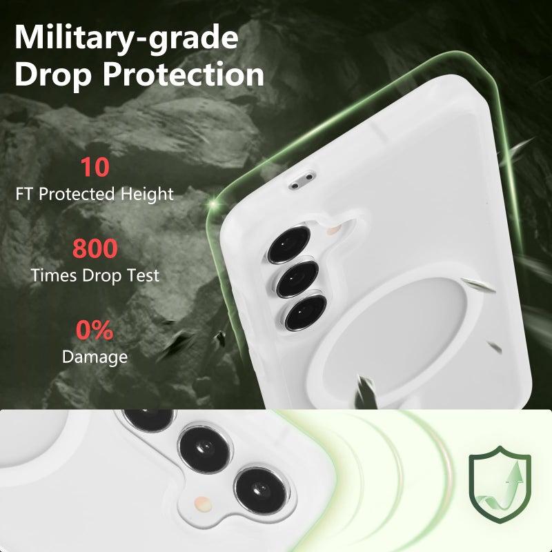 RALEAVO for Samsung Galaxy S24/S25 Case Strong Magnetic Cover [Compatible with Magsafe] Slim Shockproof Protective Phone Case for S24/S25 with Translucent Hard Back,White - Image 4