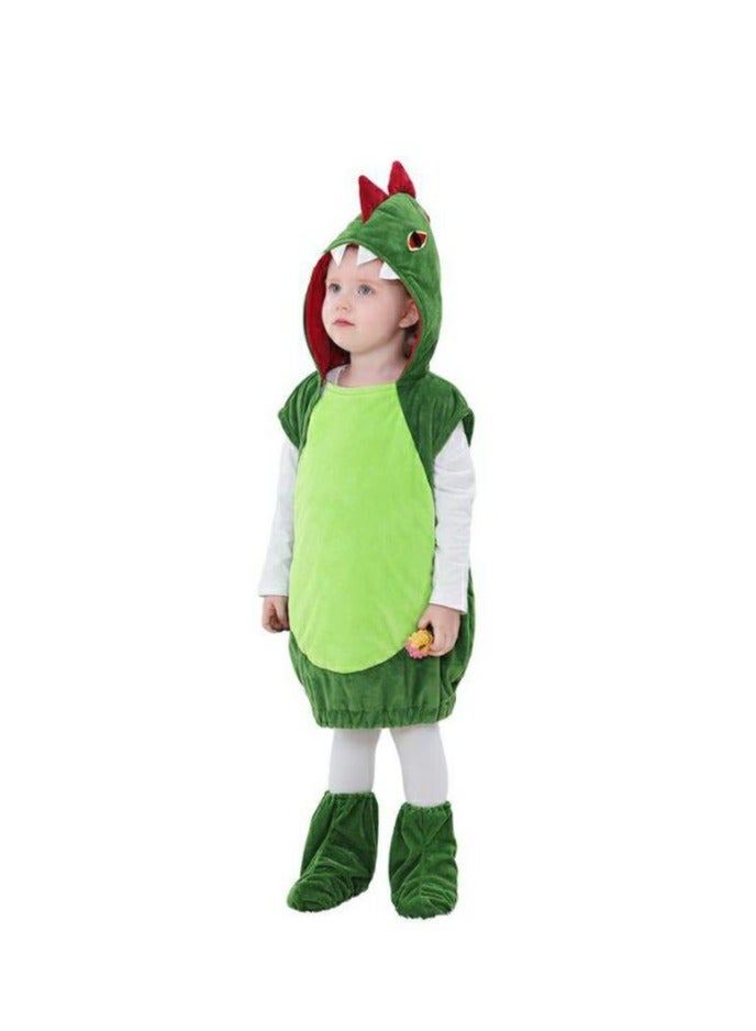 Golden Kids Dinosaur Costume, for Girls Boys, Unisex Children Dinosaur Cosplay Costumes with Shoes Cover, Cute Toddler Animal Dinosaur Jumpsuit Costumes for Dress Up Cosplay Fancy Dress Party, size S suitable for height 90-110cm (Green) - Image 5