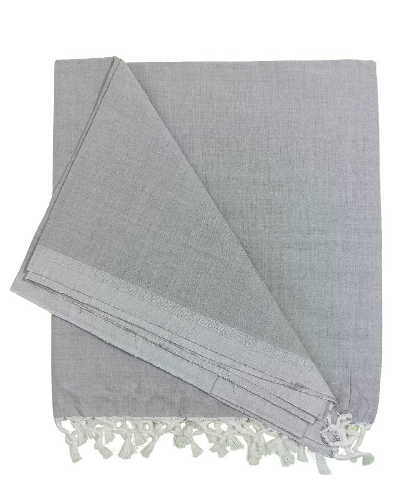 Arvore Bunkaar Pure Handloom 100% Soft Desi Bamboo Viscose Soft Bhagalpuri Andi Chadar/Summer Blanket/Khes/Top Sheet/AC Blanket/Odhne wali Chadar (Grey, Plain, 1, Bhagalpuri Chadar) - Image 1