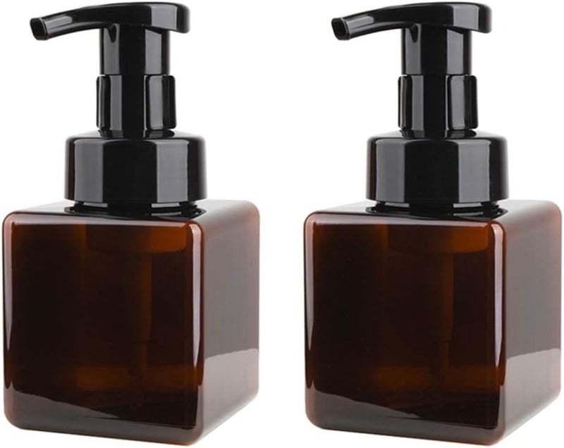 UUJOLY - Foaming Soap Dispenser, 250ml (9oz) - Refillable Bottle for Liquid Soap, Shampoo, Body Wash Gel (2 Pieces) (Small Amber) - Image 1