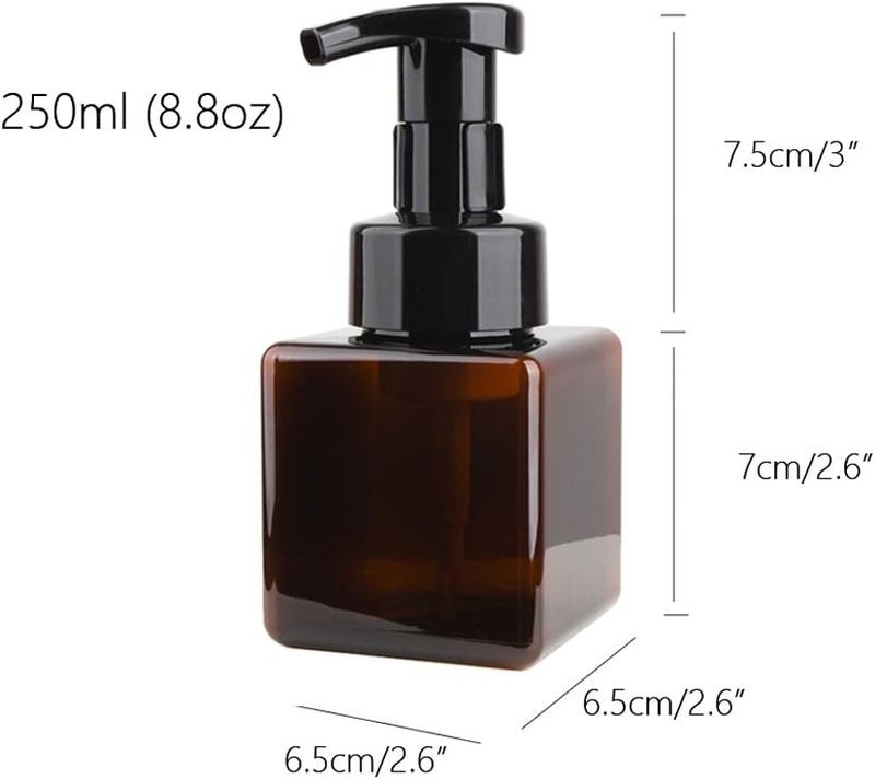 UUJOLY - Foaming Soap Dispenser, 250ml (9oz) - Refillable Bottle for Liquid Soap, Shampoo, Body Wash Gel (2 Pieces) (Small Amber) - Image 4