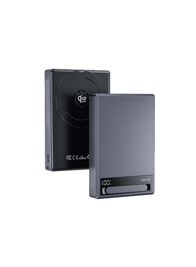 GREEN LION Power Bank 10,000mAh PD45W with LED Display, 25W Wireless Charging, Dynamic Cooling Fan, USB-C Fast Charging - Black - Image 1