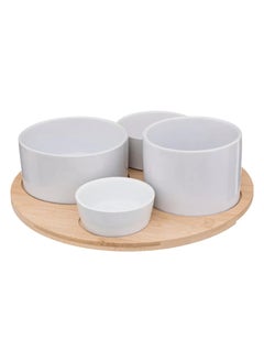 SG Sg Bamboo Appetizer Serving Set 5Pcs White 