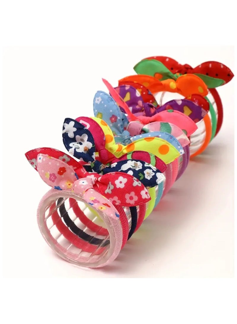 Loquat 50 Piece Girls Bunny Ear Hair Ties for Toddlers Cotton Hair Bands Women No Crease Ponytail Holders Colors Randomly - Image 3