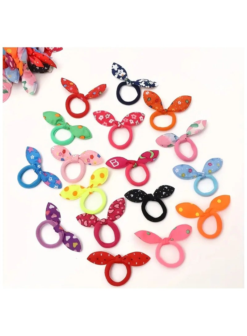 Loquat 50 Piece Girls Bunny Ear Hair Ties for Toddlers Cotton Hair Bands Women No Crease Ponytail Holders Colors Randomly - Image 4