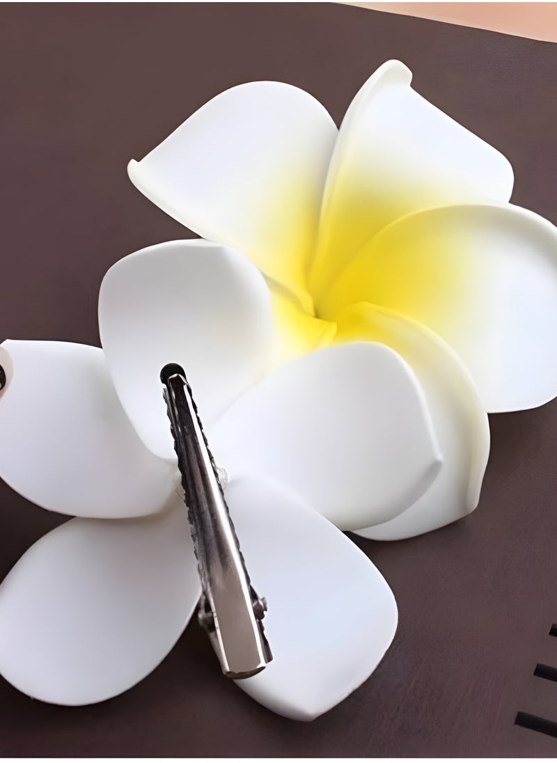 إبداعات جديلة مظهر الجزيرة - مجموعة من 5 قطع من مشابك الشعر متوسطة الحجم على شكل زهرة هاواي أنيقة بوهو - حاملات ذيل حصان ملونة غير قابلة للانزلاق للنساء والفتيات - هدية مثالية للعطلات  - Image 4