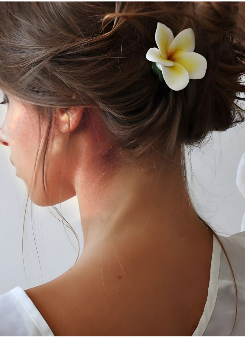 إبداعات جديلة مظهر الجزيرة - مجموعة من 5 قطع من مشابك الشعر متوسطة الحجم على شكل زهرة هاواي أنيقة بوهو - حاملات ذيل حصان ملونة غير قابلة للانزلاق للنساء والفتيات - هدية مثالية للعطلات  - Image 3