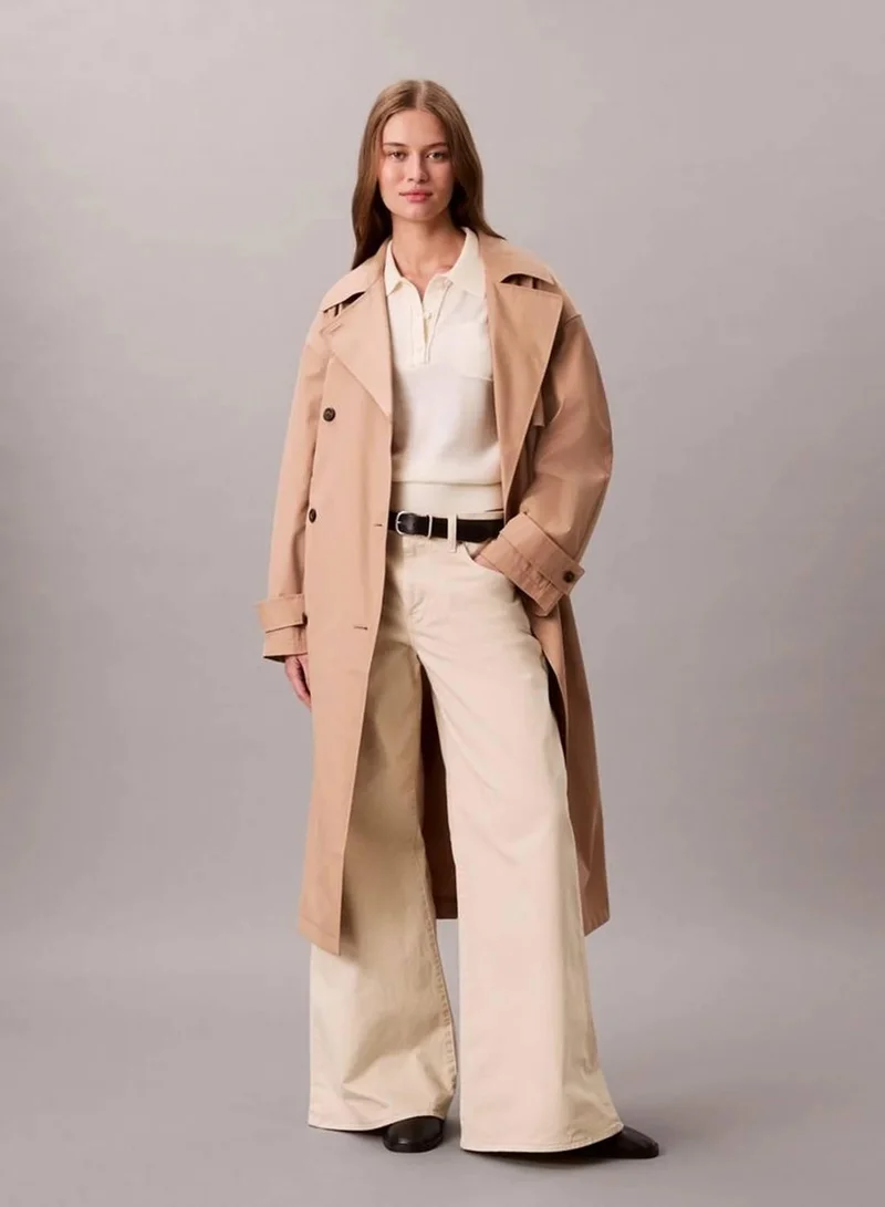Calvin Klein Chalk Merino Wool Polo Jumper for Women | Best Price UAE