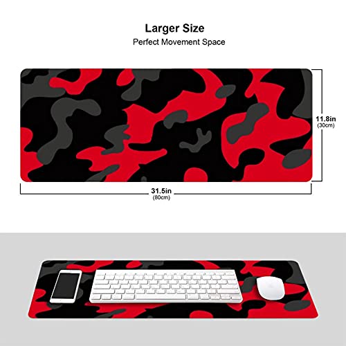 Echoserein Red and Black Gaming Mouse Pad Large XL Desk Mat Camo Camouflage Long Extended Pads Big Mousepad Home Office Decor Accessories for Computer Pc Laptop - Image 2