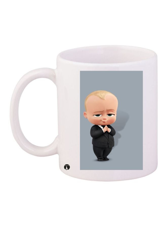 RYN Boss Baby Printed Coffee Mug White/Grey/Beige 11ounce