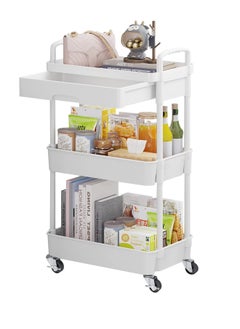 3-Tier Rolling Utility Cart with Drawer,Multifunctional Storage Organizer with Plastic Shelf & Metal Wheels,Storage Cart for Kitchen,Bathroom,Living Room,Office,White - pzsku/Z335C899F8720173DF7CAZ/45/_/1734775390/a9ae1bc5-52c1-4603-a685-bf087994927d