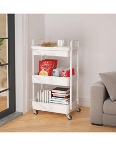 3-Tier Rolling Utility Cart with Drawer,Multifunctional Storage Organizer with Plastic Shelf & Metal Wheels,Storage Cart for Kitchen,Bathroom,Living Room,Office,White - pzsku/Z335C899F8720173DF7CAZ/45/_/1734775582/7ef7f47a-4eb1-4c7a-bfb4-c98a77cb9c15