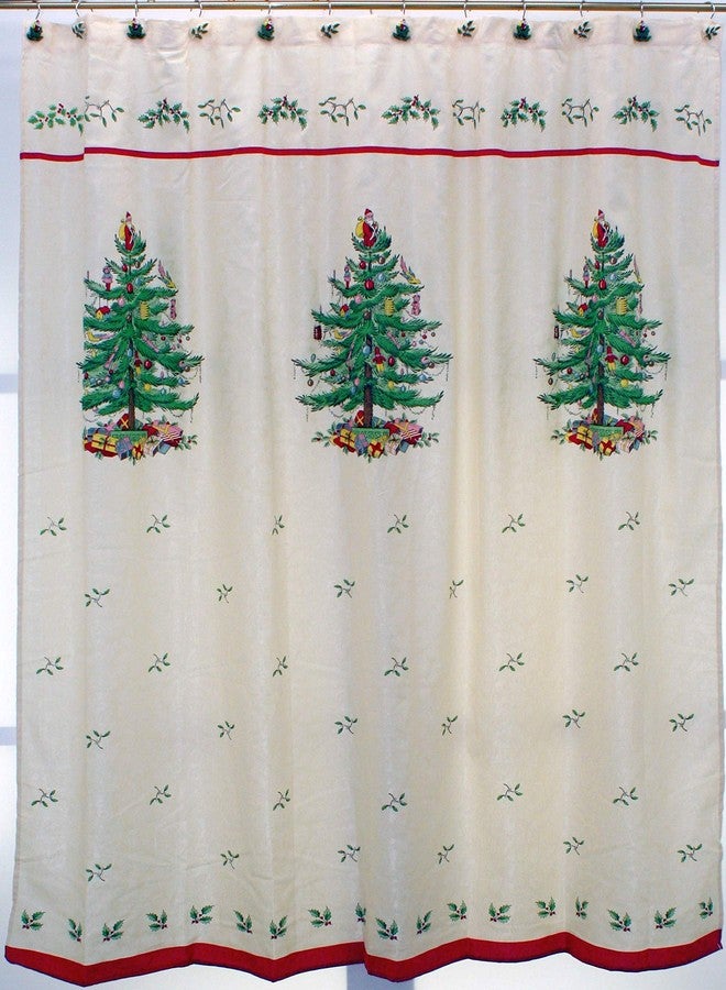 Spode - Fabric Shower Curtain, Holiday Bathroom Decor Christmas Tree Collection, 72" - Image 1