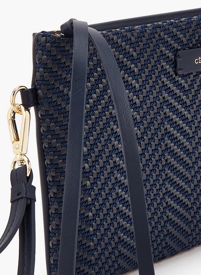 Celeste Woven Textured Clutch With Wristlet - Image 3