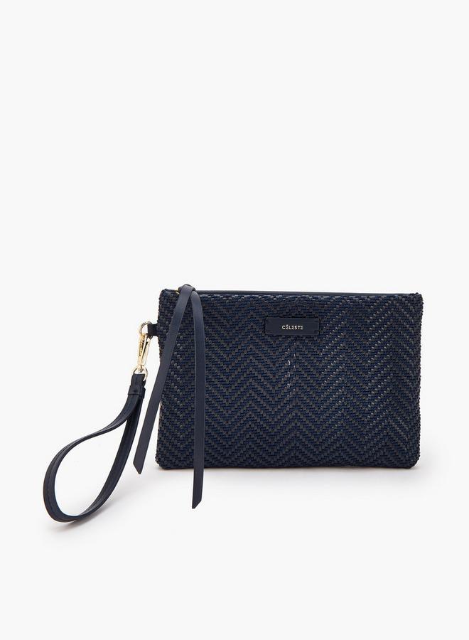 Celeste Woven Textured Clutch With Wristlet - Image 1