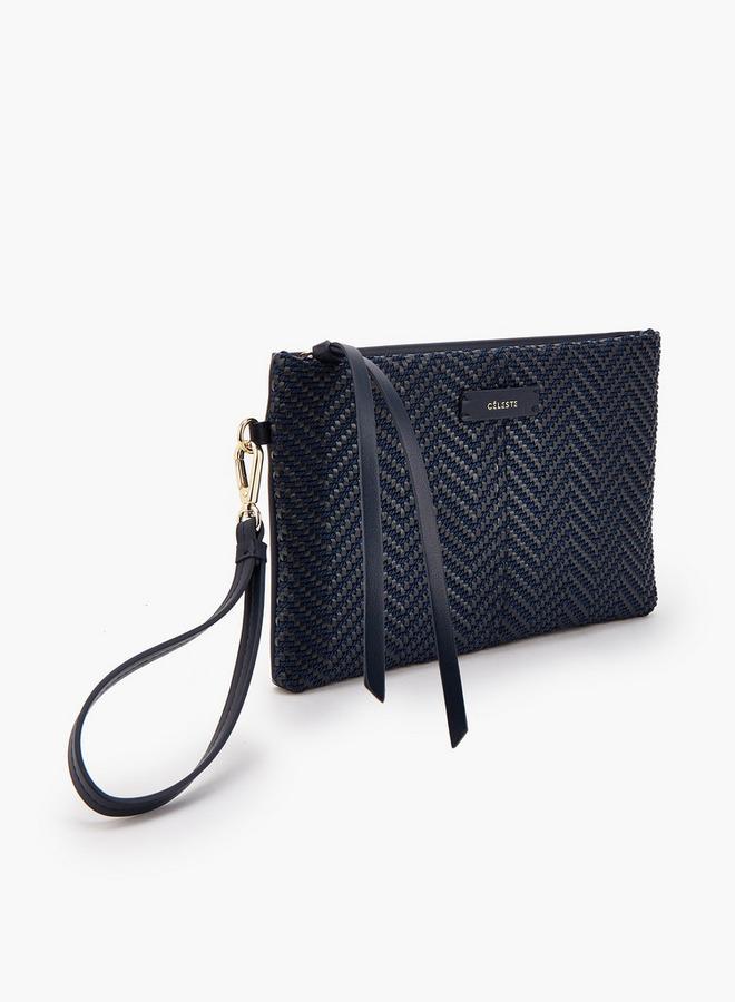 Celeste Woven Textured Clutch With Wristlet - Image 2