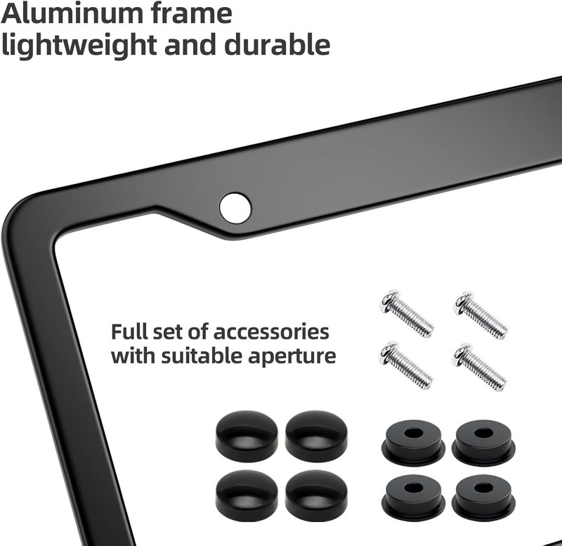 OKLPF Black License Plate Frames 2 Packs, License Plate Covers,Universal Aluminum Tag Frame for Front and Rear Car Tags,Number Plate Frame Holder for Men Globally spread simple design - Image 3