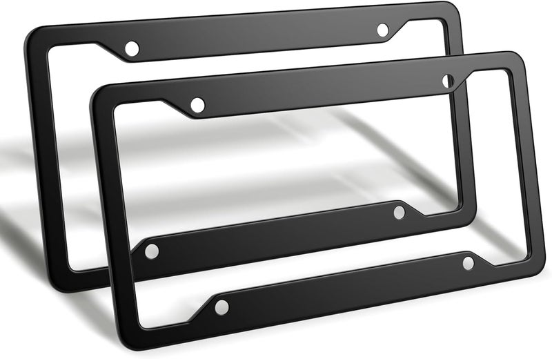 OKLPF Black License Plate Frames 2 Packs, License Plate Covers,Universal Aluminum Tag Frame for Front and Rear Car Tags,Number Plate Frame Holder for Men Globally spread simple design - Image 2