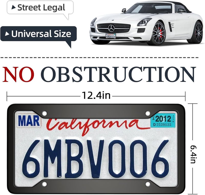 OKLPF Black License Plate Frames 2 Packs, License Plate Covers,Universal Aluminum Tag Frame for Front and Rear Car Tags,Number Plate Frame Holder for Men Globally spread simple design - Image 4