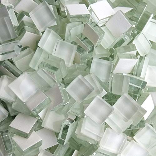 FAIRUO White Crystal Mosaic Tiles Squares Stained Glass for Crafts Supplies DIY Picture Frames Handmade Jewelry Coasters Art Material Decoration,1x1cm,100 Pieces - Image 1