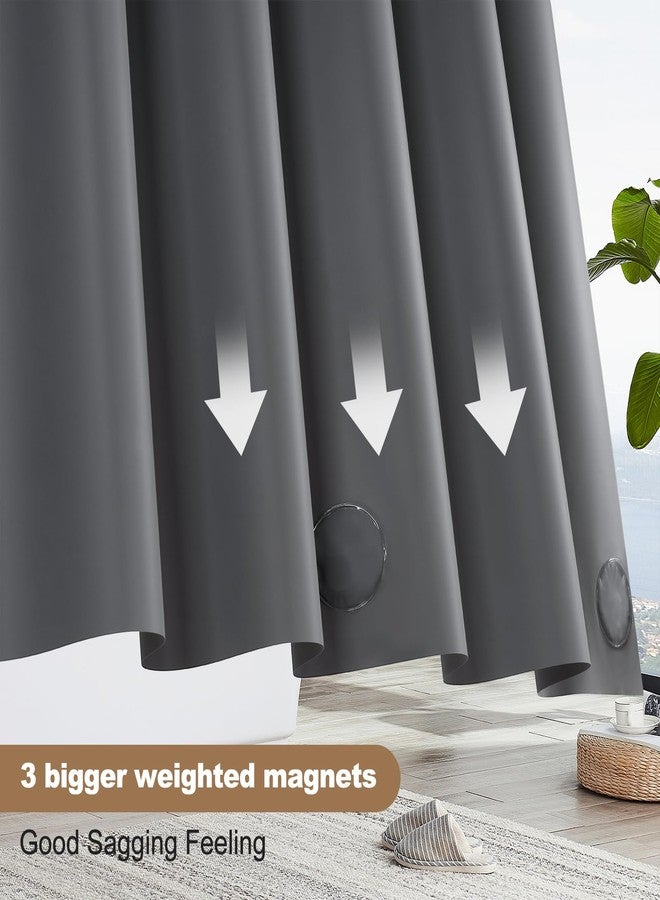 UFRIDAY Dark Grey Shower Curtain Liner Premium PEVA 72 x72 inch,Heavy Duty Shower Curtain with 3 Weighted Magnets, Plastic Waterproof Grey Shower Curtains for Bathroom with 12 Hooks - Image 4